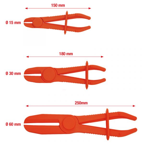 Juego de pinzas de sujeción para mangueras flexibles, 3 pzs