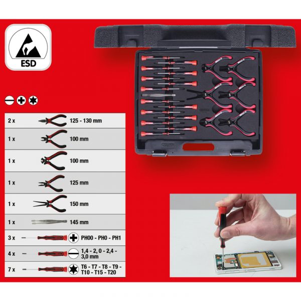 Juego de herramientas de mecánica de precisión 21 pzs