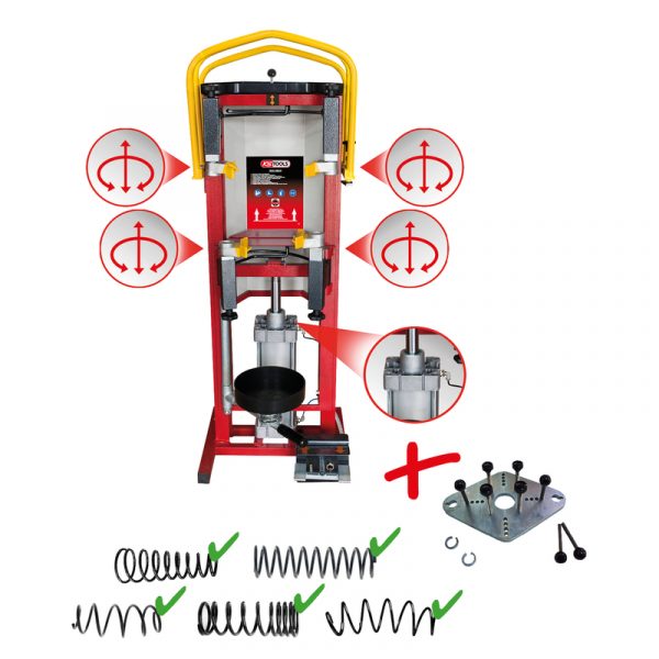 Tensor de muelles de aire comprimido para amortiguadores con placa adaptadora