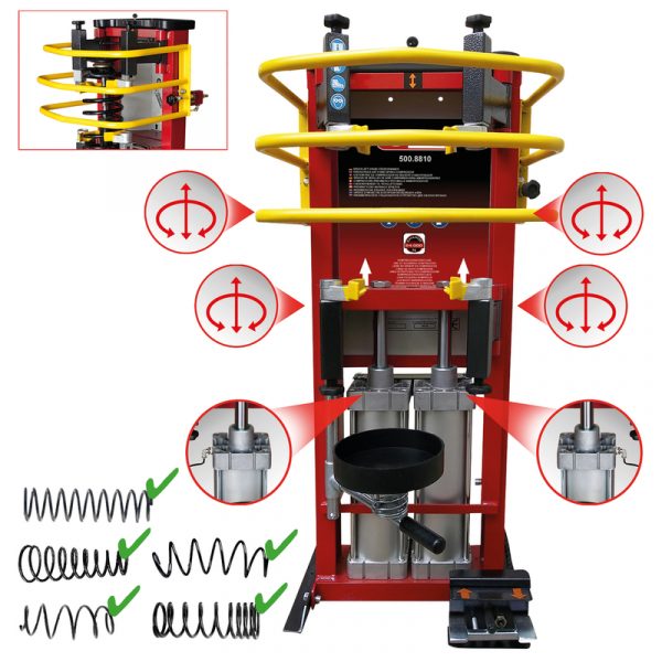 Tensor de muelles de aire comprimido con doble cilindro para amortiguadores