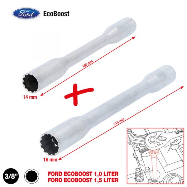 Juego de llave de vaso de bujías de 3/8" para motores EcoBoost, 2 pzs